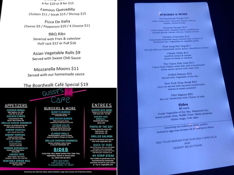 Boardwalk Menu