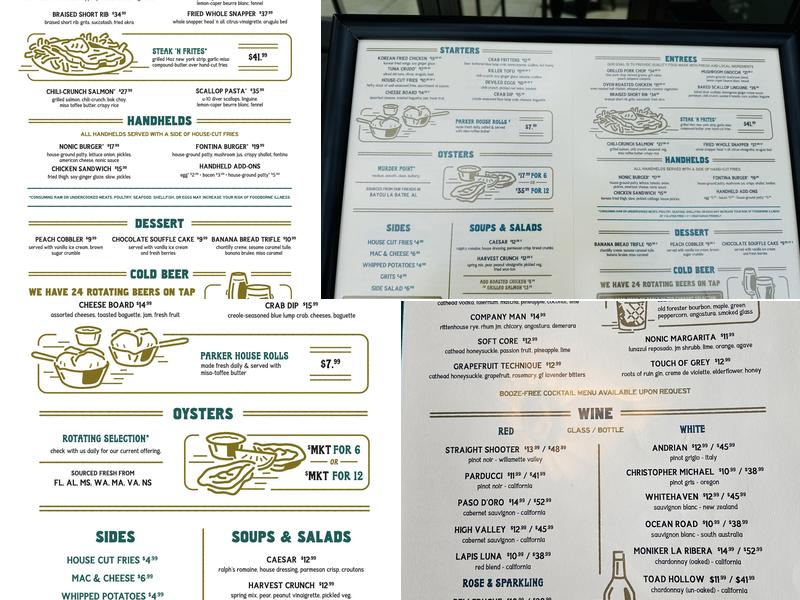 Nonic - Restaurant and Rooftop Bar Menu