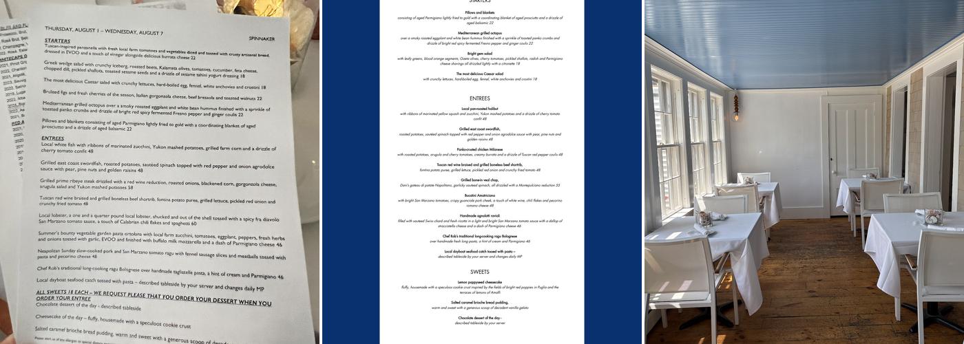 Spinnaker Restaurant Menu