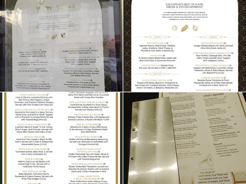 Jazz'd Tapas Bar Menu
