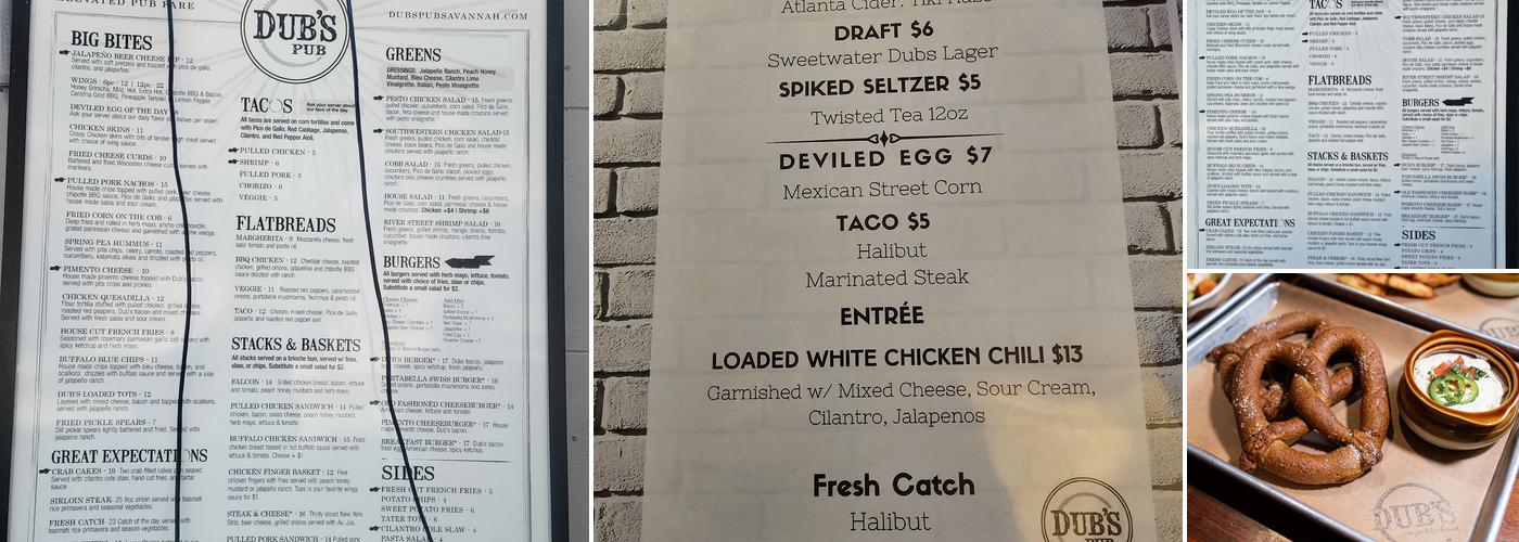 Dub's Pub Menu