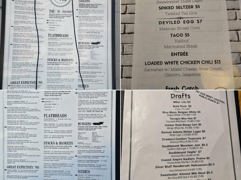 Dub's Pub Menu