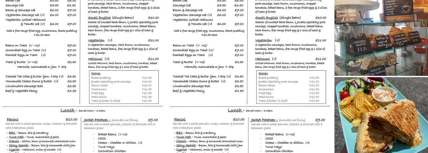 The Old Wharf Tearooms Menu