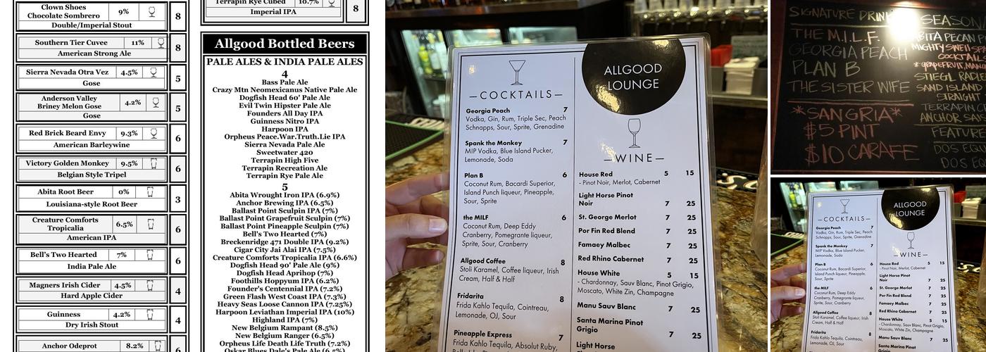 Allgood Lounge Menu