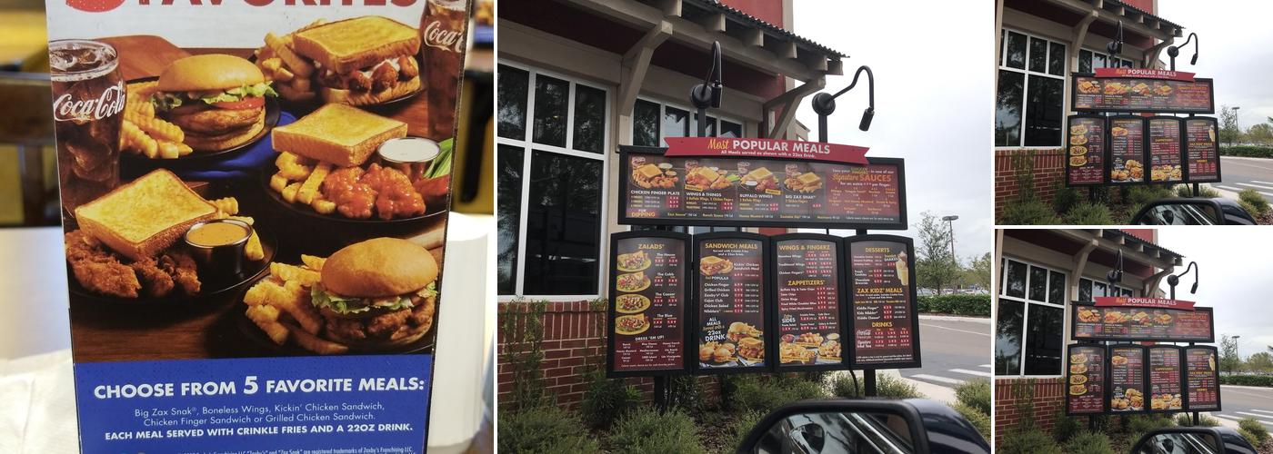 Zaxby's Chicken Fingers & Buffalo Wings Menu