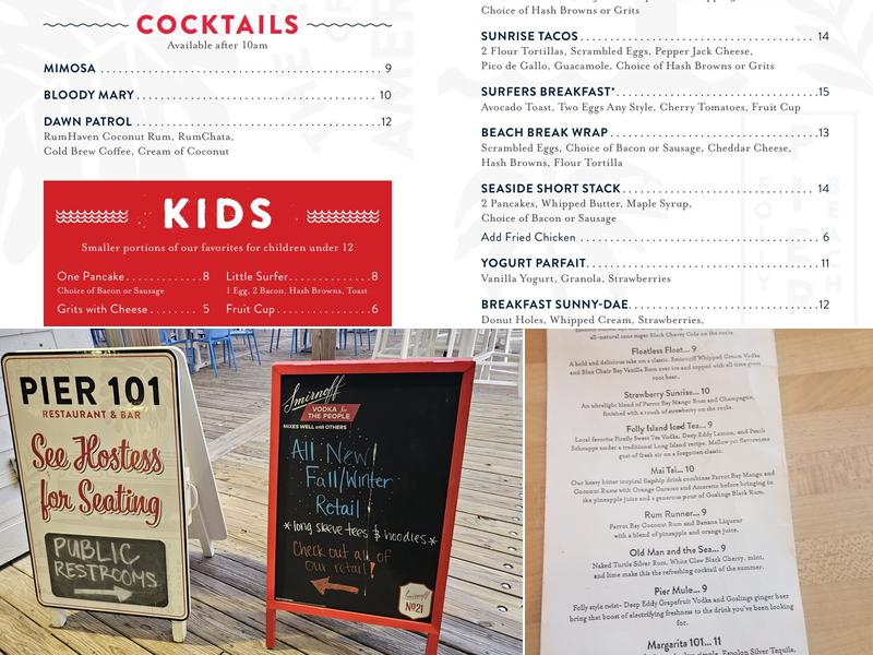 Pier 101 Restaurant & Bar Menu