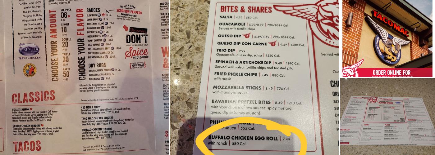 Taco Mac Prado Menu