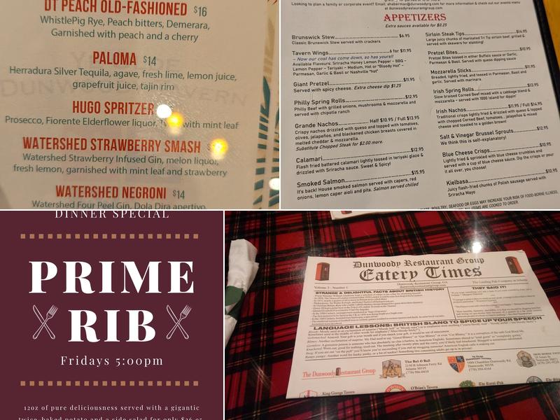 Dunwoody Tavern Menu