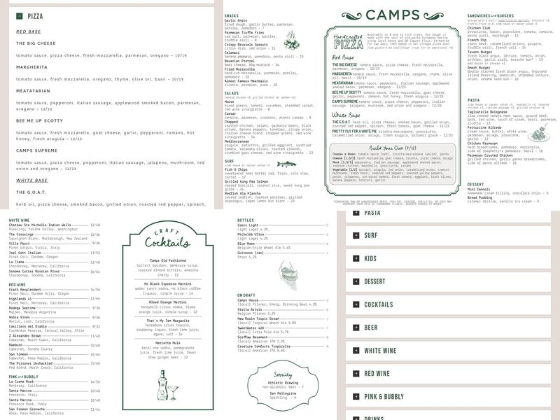 Camps Kitchen and Bar Menu
