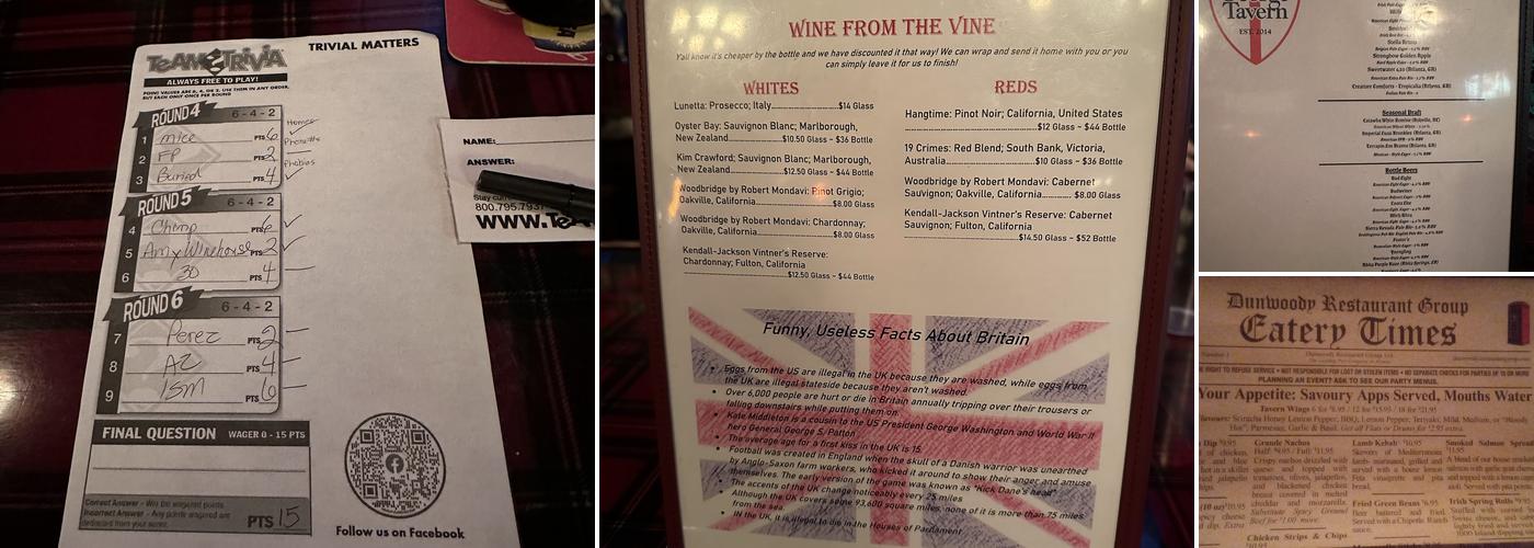 King George Tavern Menu