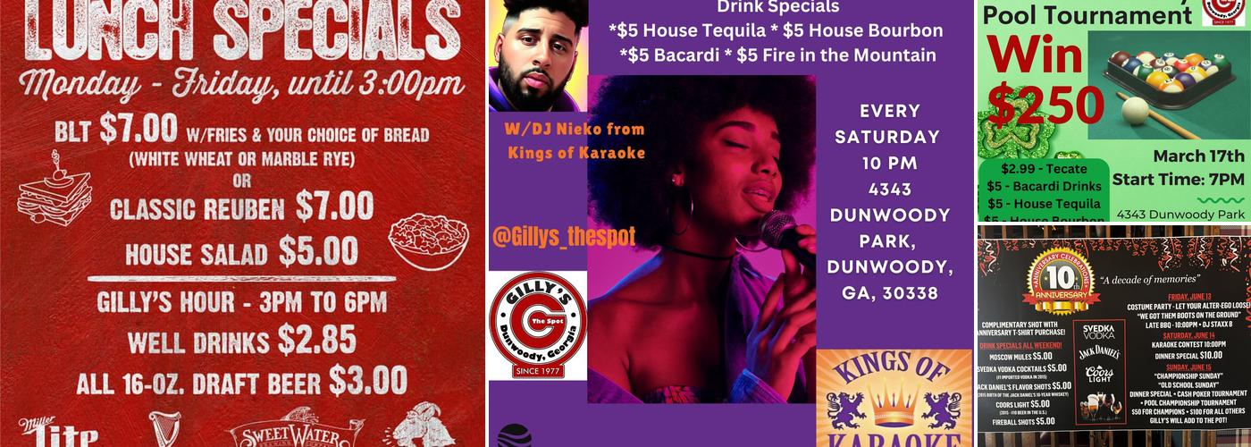 Gilly's Sports Bar Menu