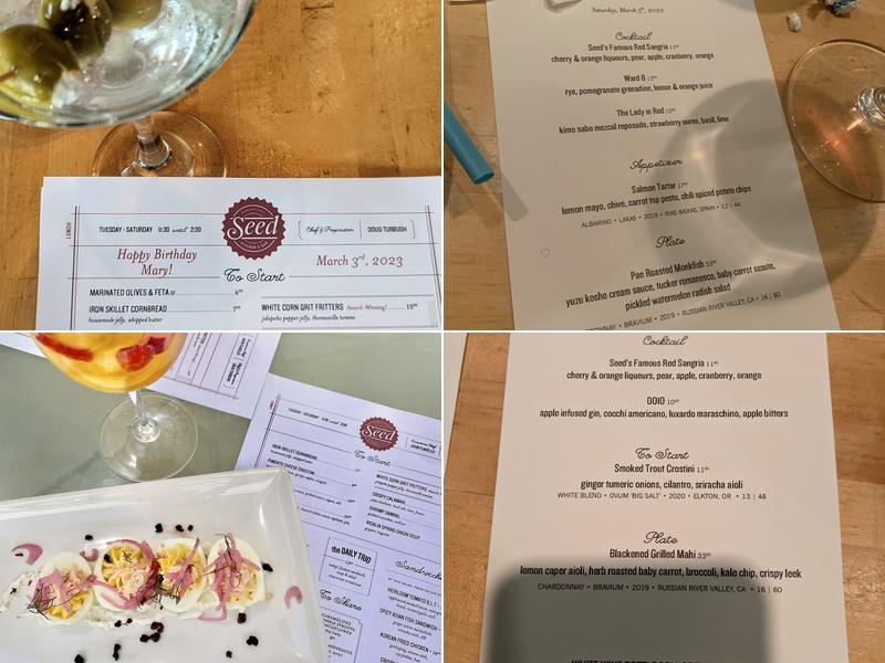 Seed Kitchen & Bar Menu