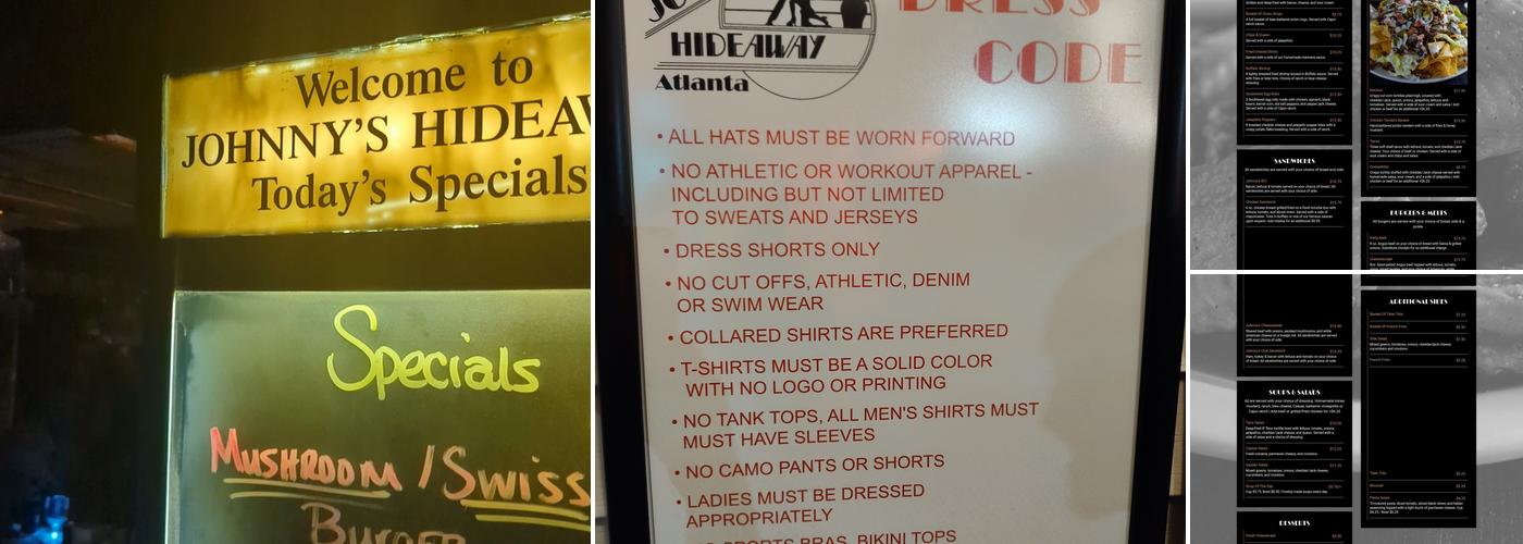 Johnny's Hideaway Menu