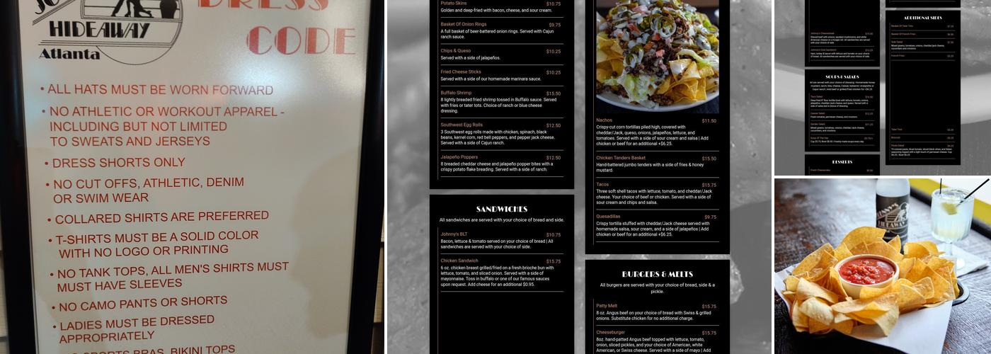 Johnny's Hideaway Menu