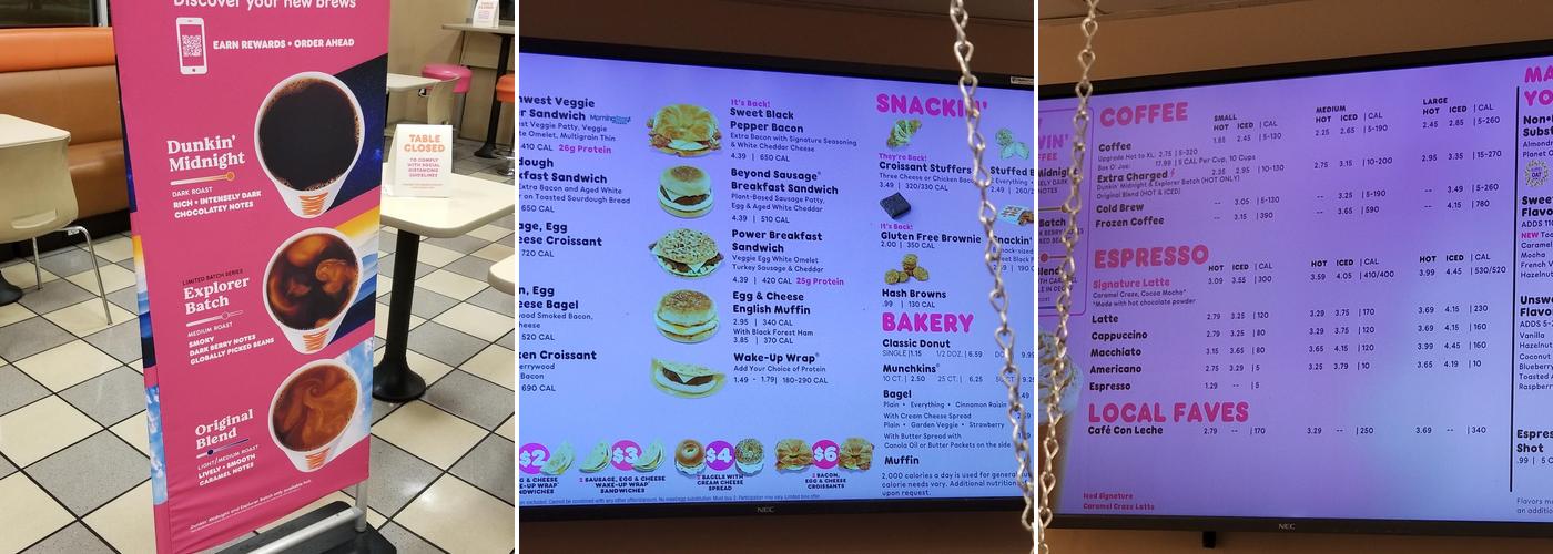 Dunkin' Menu
