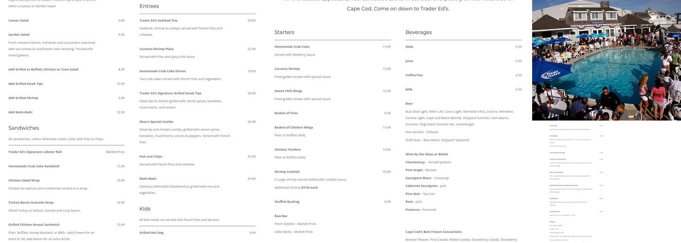 Trader Ed's Menu