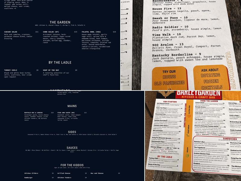 Barleygarden Kitchen and Craft Bar - Alpharetta (Avalon) Menu