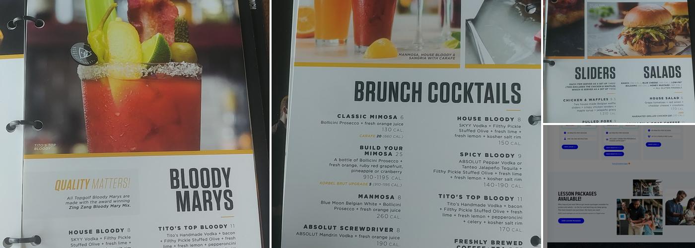 Topgolf Menu