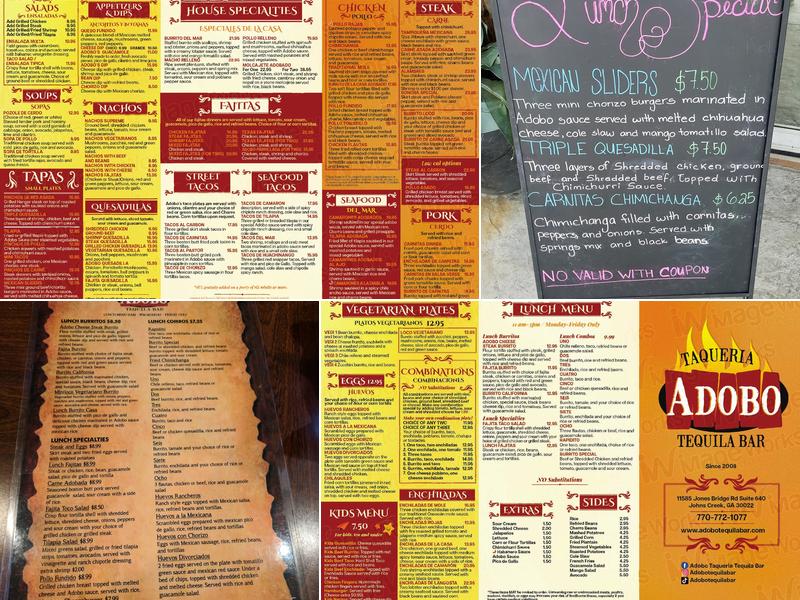 Adobo Taqueria and Tequila Bar Menu