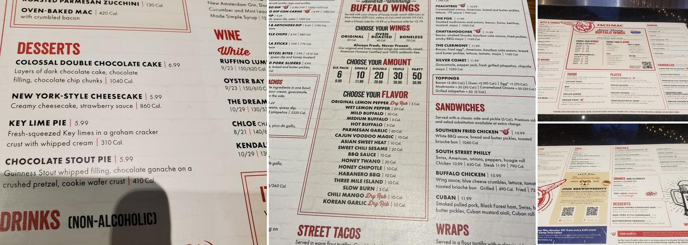 Taco Mac Duluth Menu