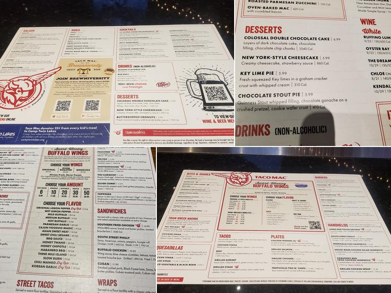 Taco Mac Duluth Menu