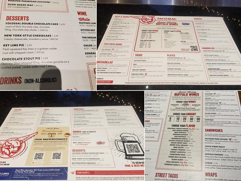 Taco Mac Duluth Menu