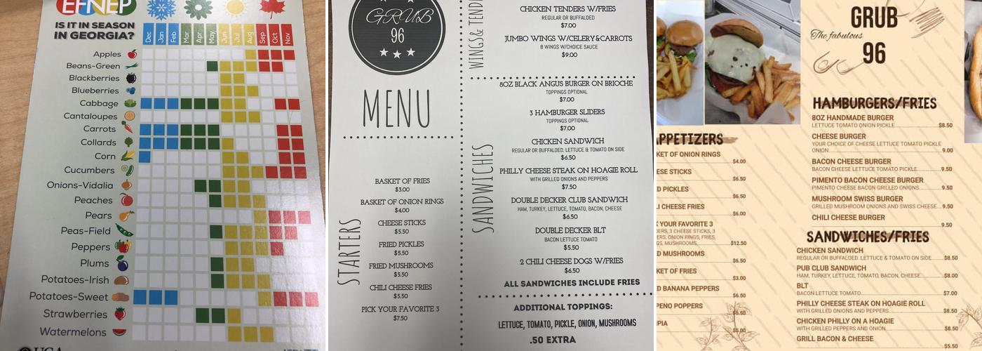 Pub 96 Menu