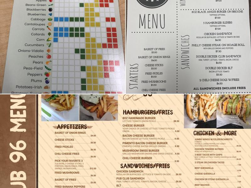 Pub 96 Menu