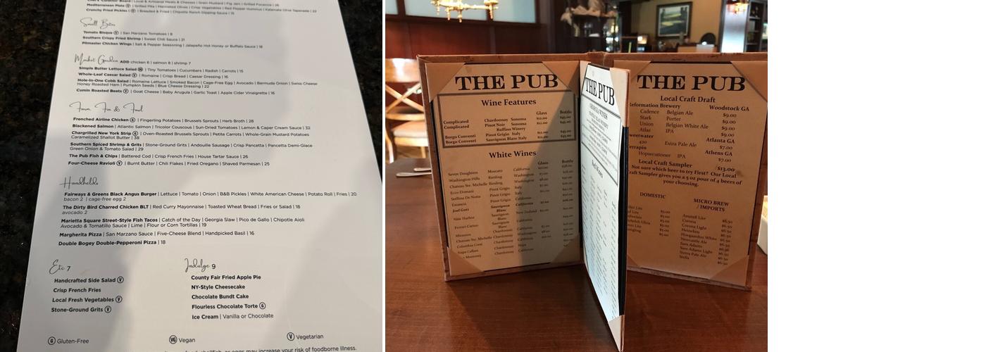 The Pub Menu