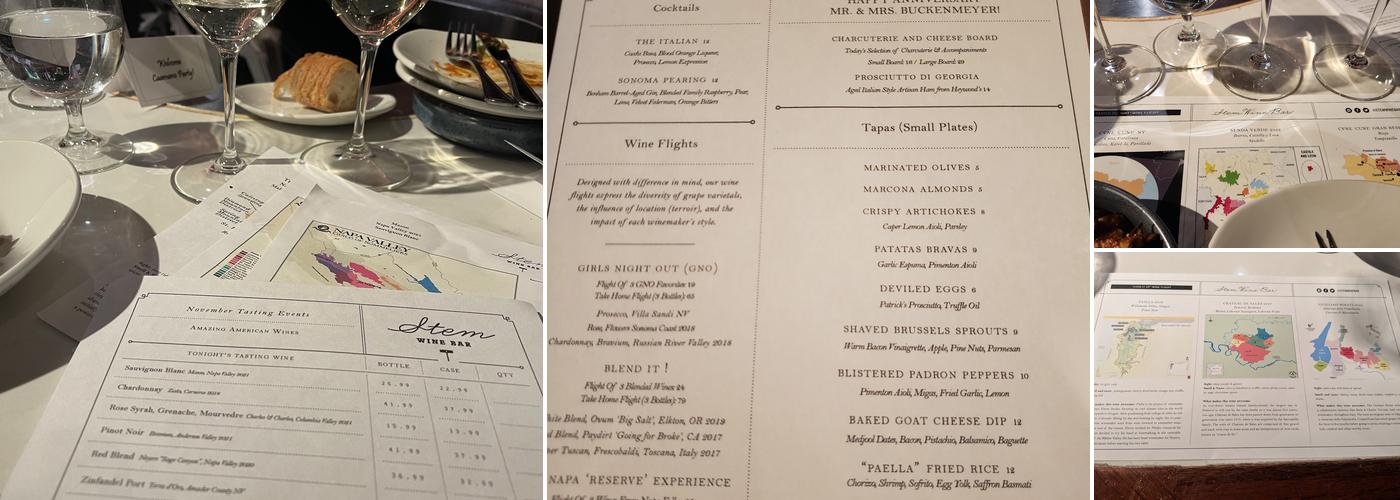 Stem Wine Bar Menu