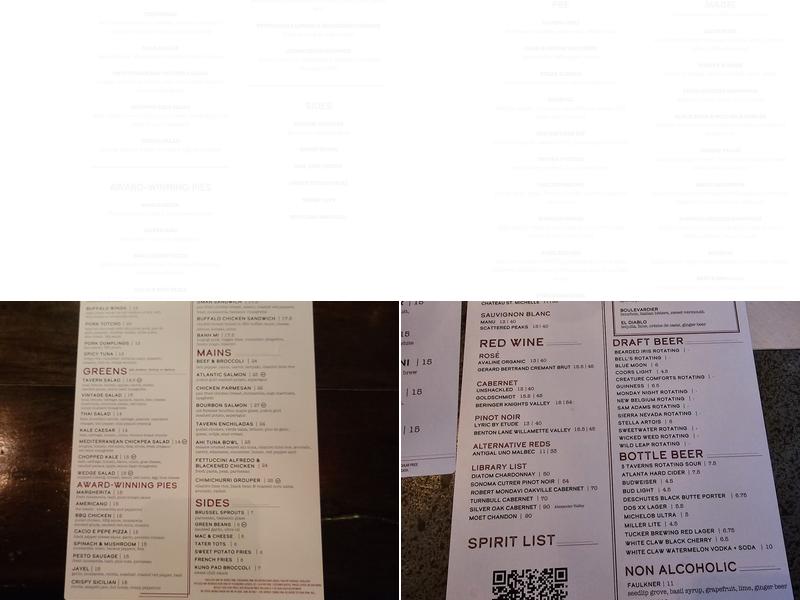 Industry Tavern Menu