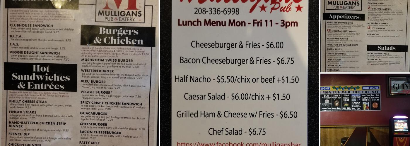 Mulligans' Pub & Eatery Menu