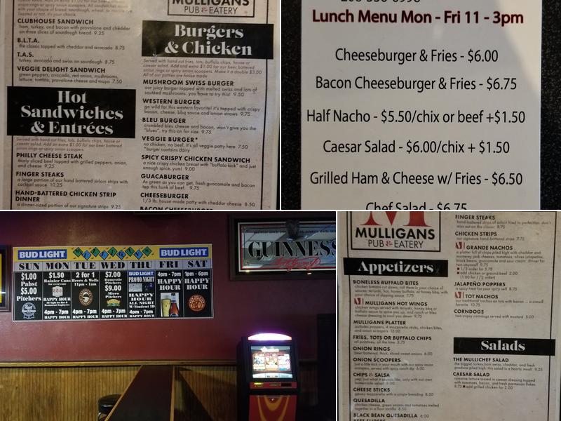 Mulligans' Pub & Eatery Menu