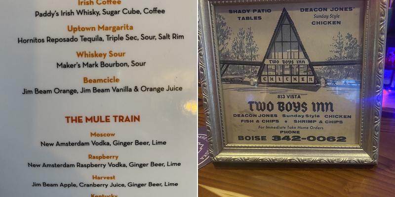 Vista Uptown Bar Menu