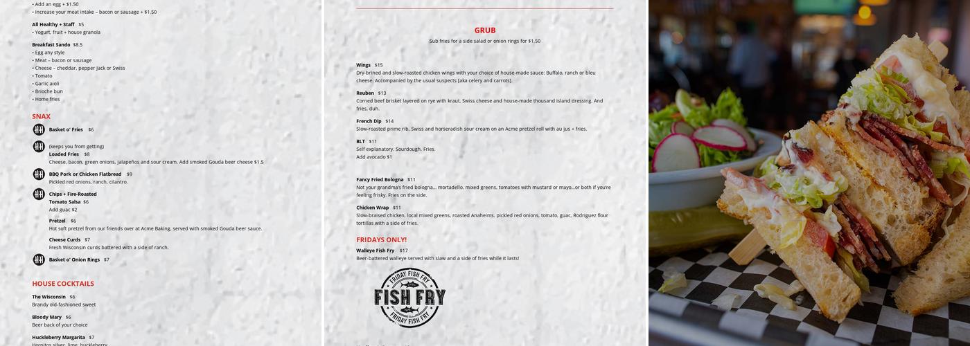 Hooligans Pub Menu