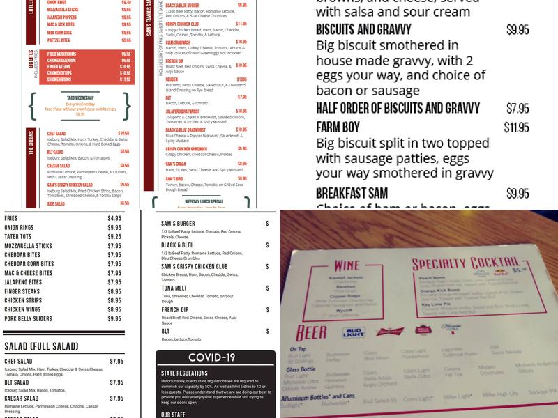 Sam's Smokehouse And Saloon Menu