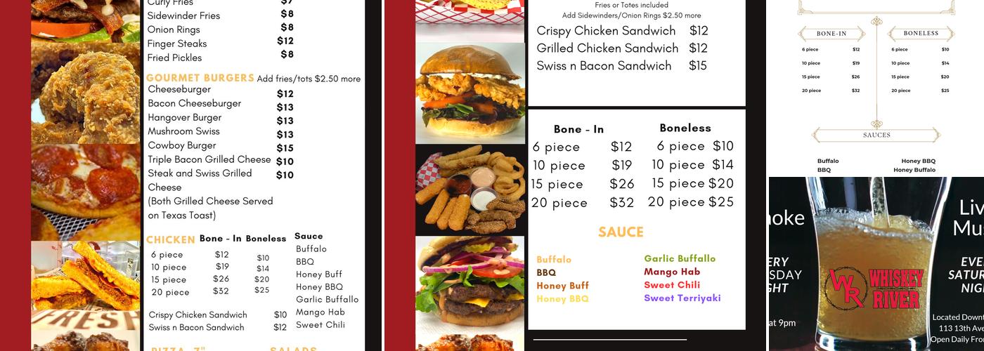 Whiskey River Menu