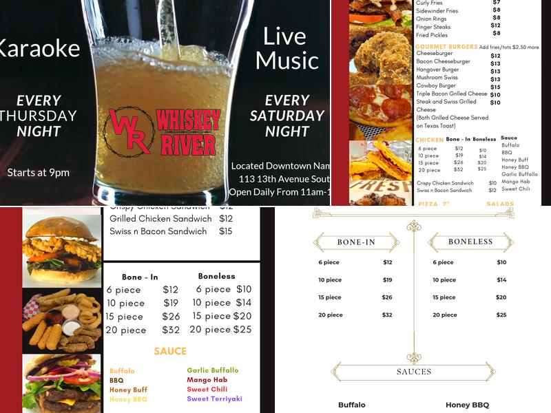 Whiskey River Menu