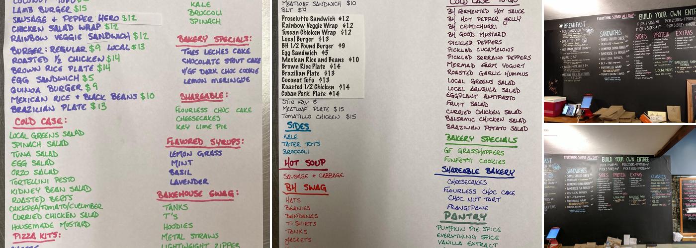 Scottish Bakehouse Menu