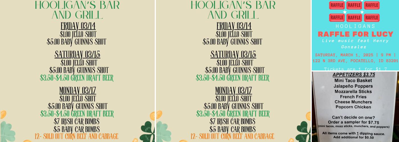 Hooligans Menu