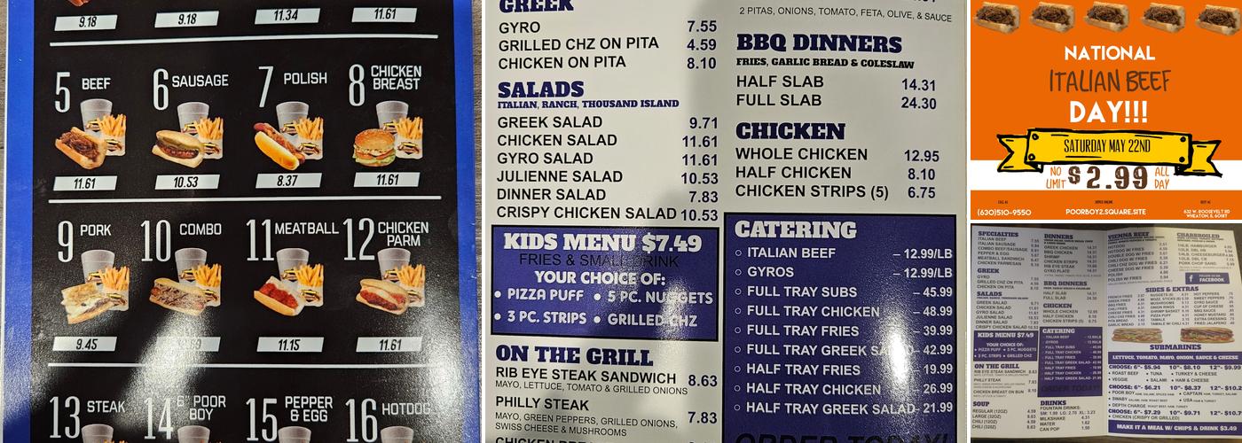 Poor Boy 2 Menu