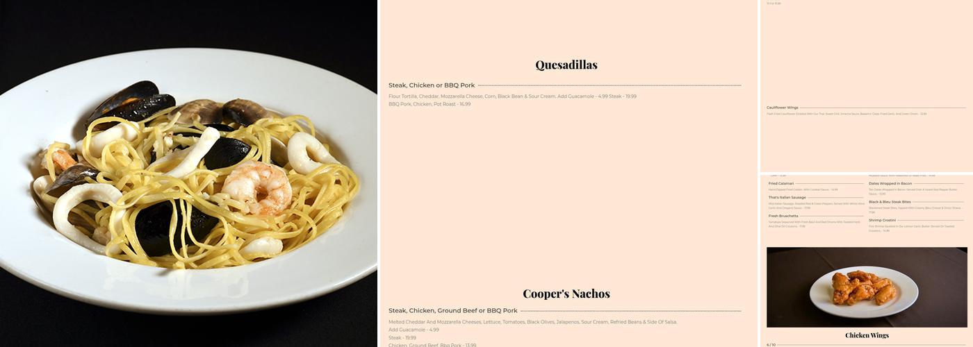 Cooper's Corner Menu