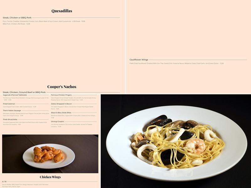 Cooper's Corner Menu