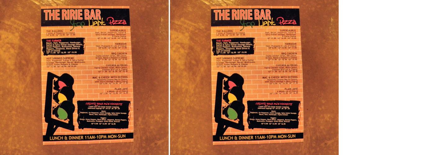 The Ririe Bar Menu