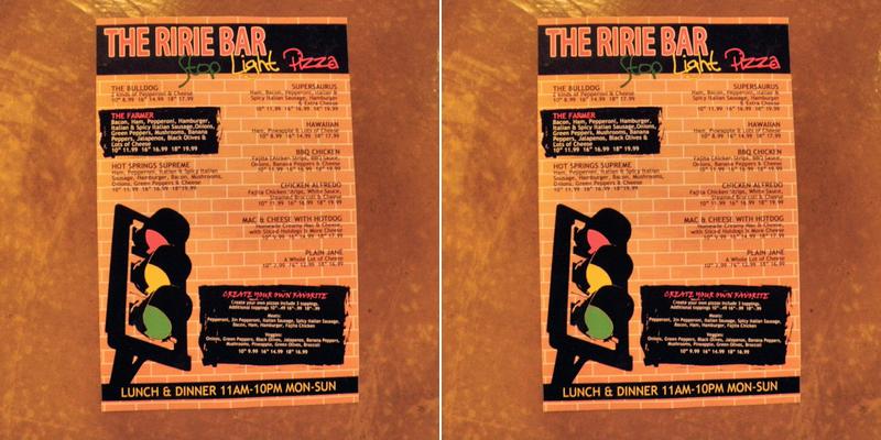 The Ririe Bar Menu