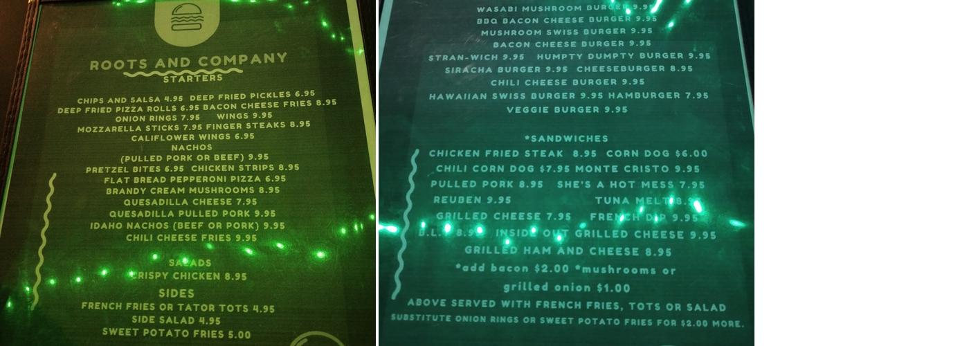 Roots & Company Menu