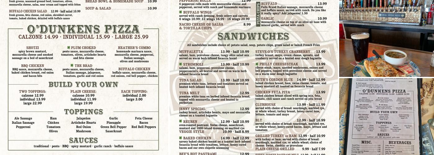 O'Dunkens Menu