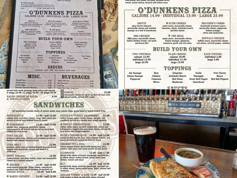 O'Dunkens Menu