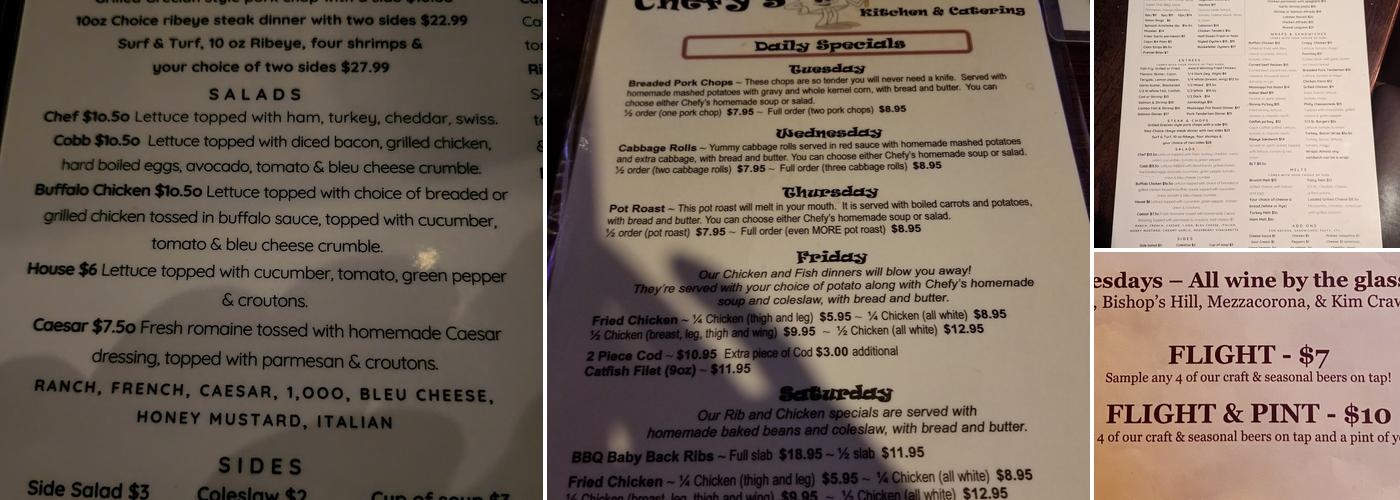 Fritz's Pour House Bar Menu