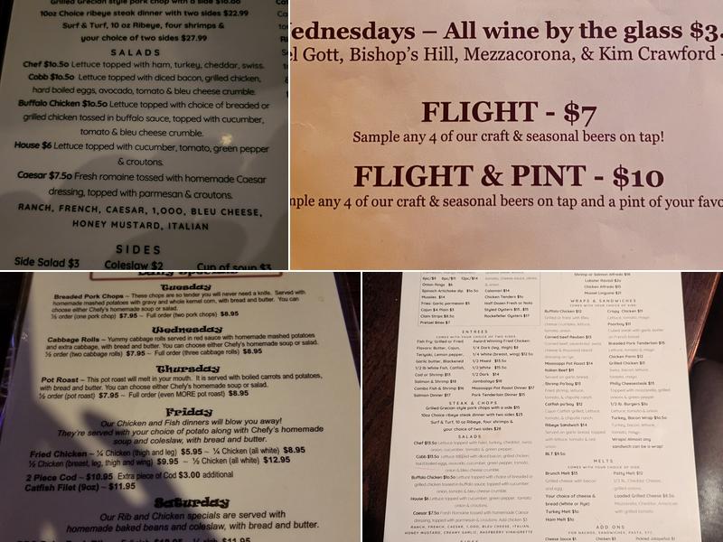 Fritz's Pour House Bar Menu